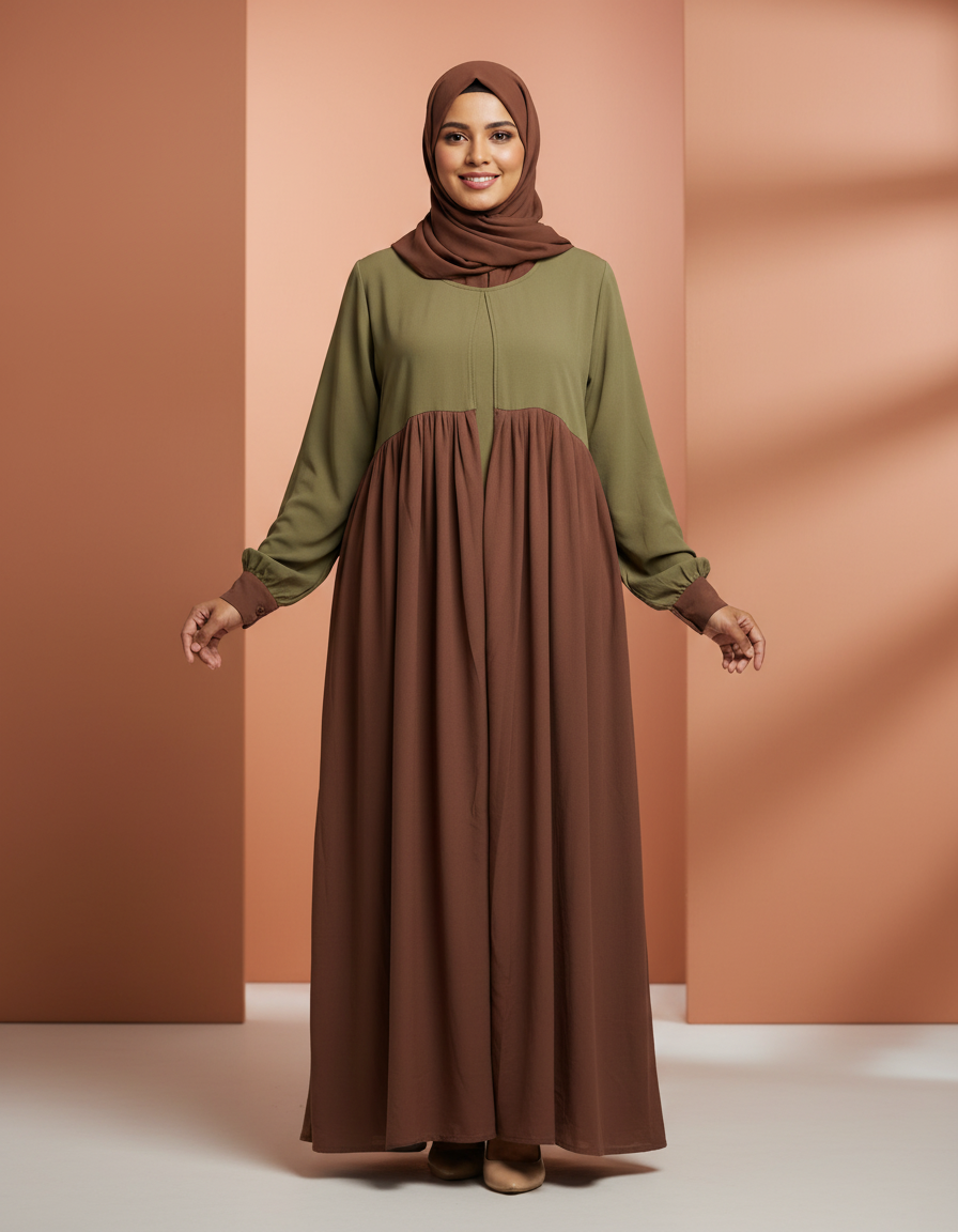 2 colour Cherry Borkha Set