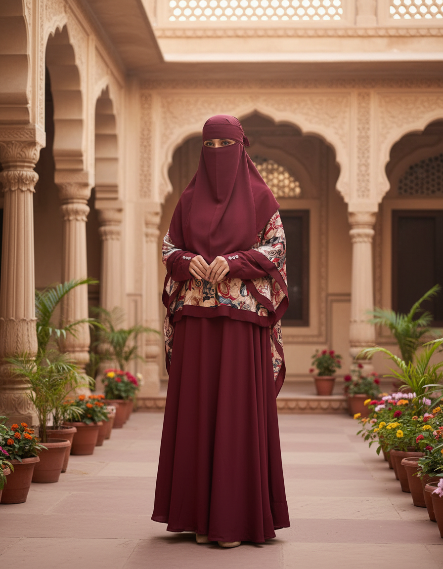 Premium Cape Borkha Maroon